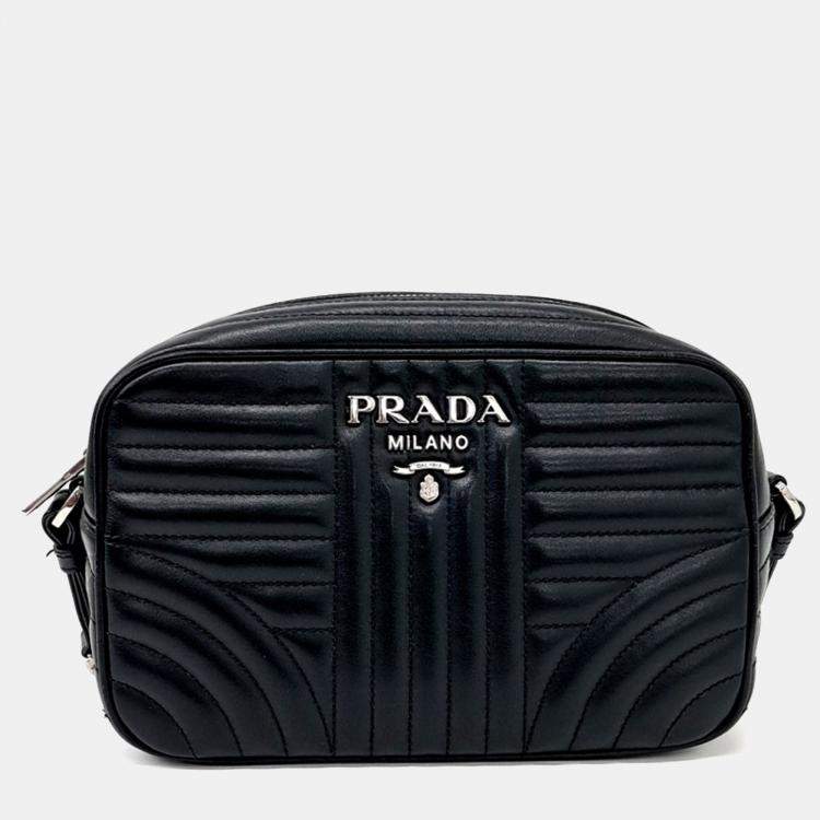 Pre Owned Prada Black Leather Soft Calf Diagram Crossbody Bag