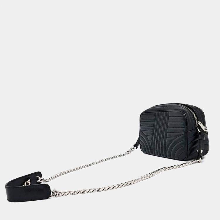 Pre Owned Prada Black Leather Soft Calf Diagram Crossbody Bag