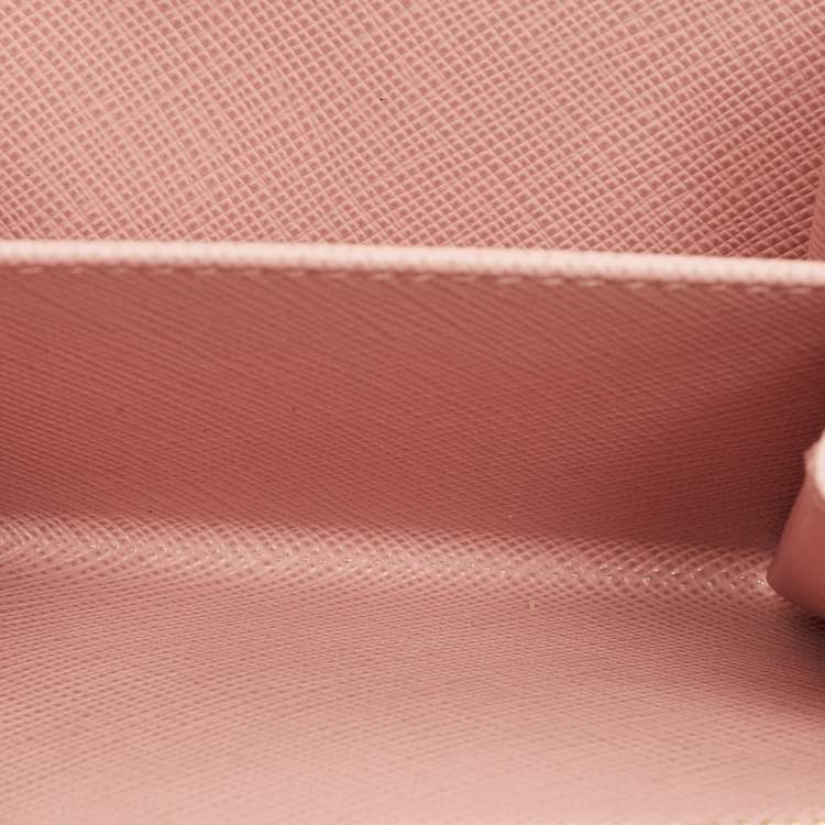 Pre Owned Prada Pink Saffiano Leather French Wallet