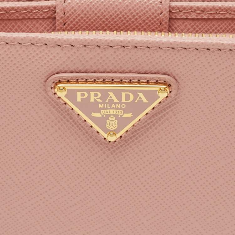 Pre Owned Prada Pink Saffiano Leather French Wallet
