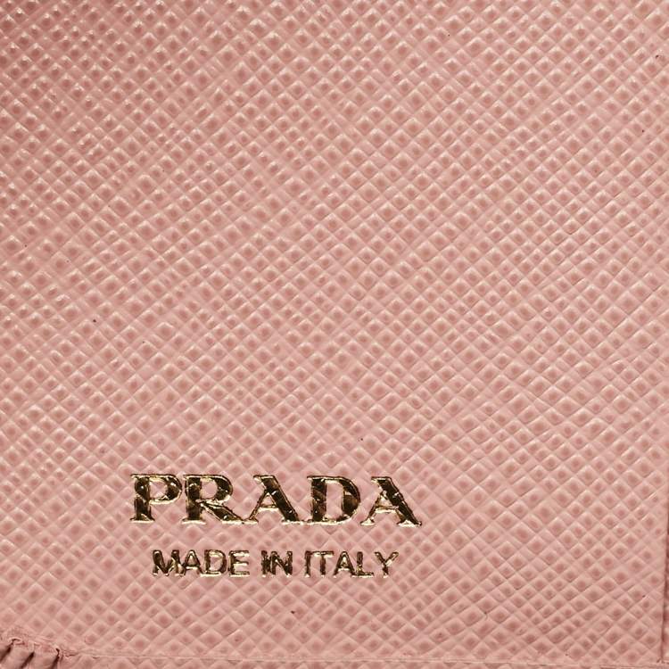 Pre Owned Prada Pink Saffiano Leather French Wallet