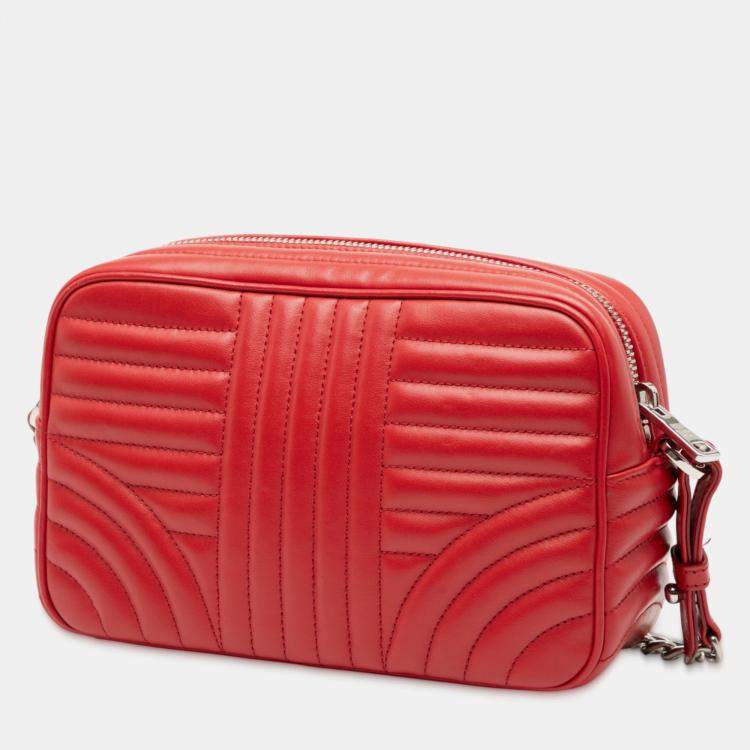Pre Owned Prada Red Soft Calfskin Diagramme Camera Bag