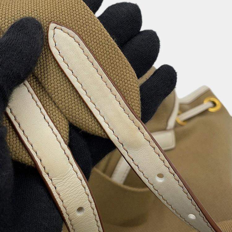 مملوكة مسبقًا Prada Logo Jacquard Backpack Beige Canvas