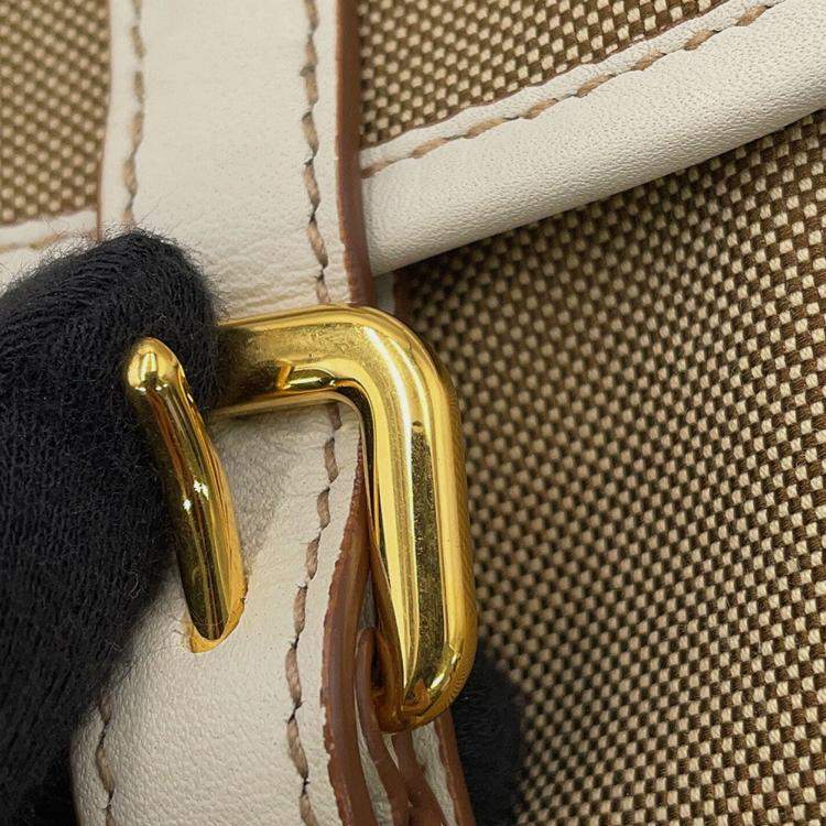 مملوكة مسبقًا Prada Logo Jacquard Backpack Beige Canvas