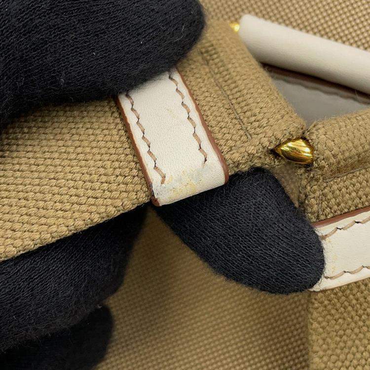 مملوكة مسبقًا Prada Logo Jacquard Backpack Beige Canvas