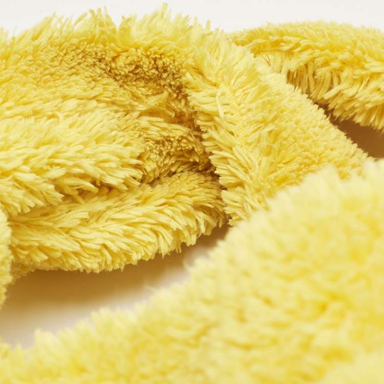 Pre Owned Prada Logo Yellow/Black Terry Cloth Tote