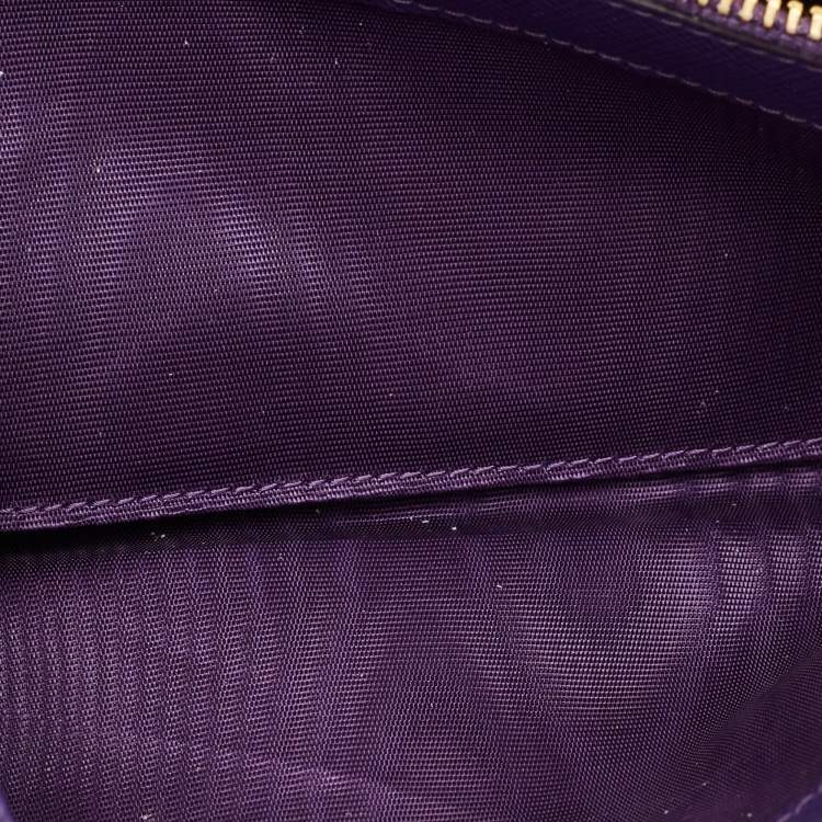 Pre Owned Prada Logo Purple Saffiano Metal Leather Continental Wallet