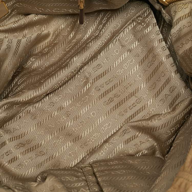 Pre Owned Prada Tan Gaufre Leather Satchel