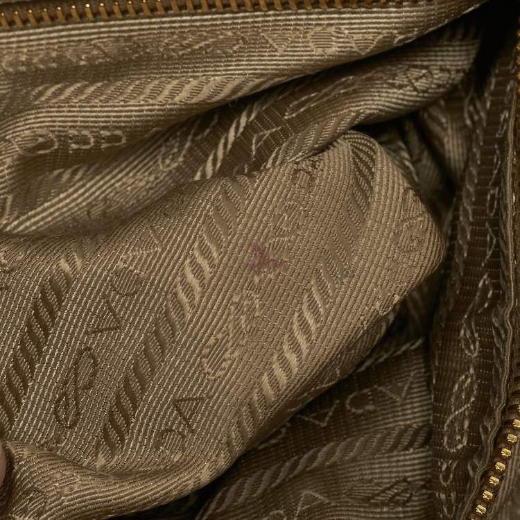Pre Owned Prada Tan Gaufre Leather Satchel