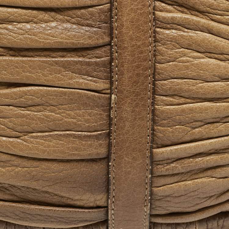 Pre Owned Prada Tan Gaufre Leather Satchel