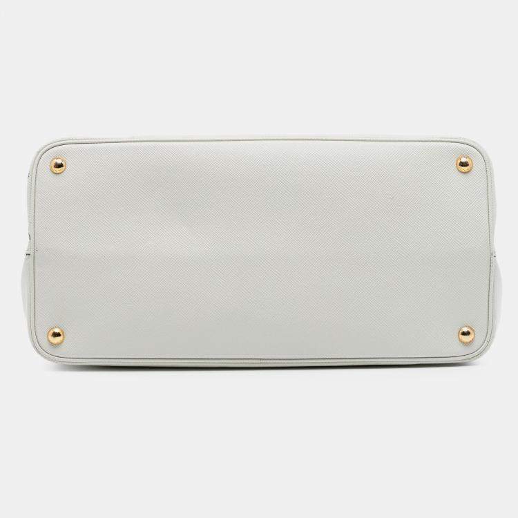 Pre Owned Prada White Large Saffiano Cuir Double Satchel