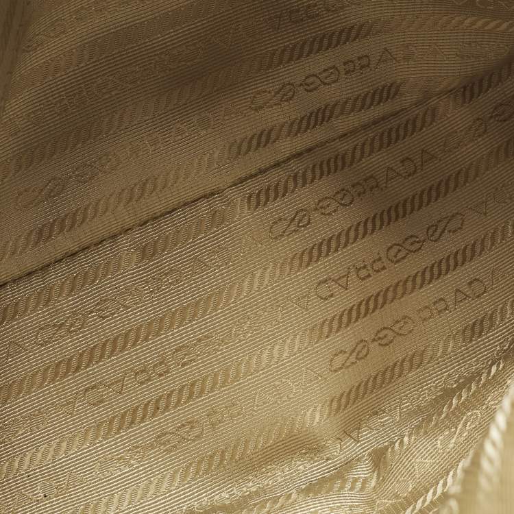 Pre Owned Prada Gardener's Medium Off White/Black Saffiano Leather Tote