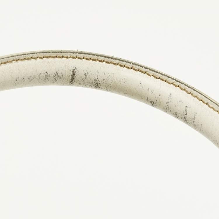 Pre Owned Prada Gardener's Medium Off White/Black Saffiano Leather Tote