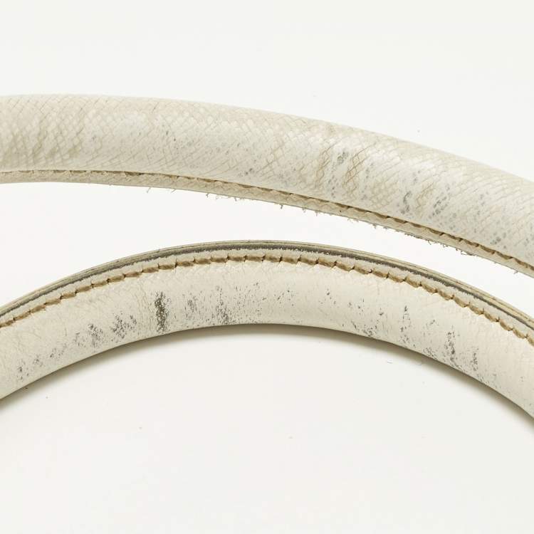 Pre Owned Prada Gardener's Medium Off White/Black Saffiano Leather Tote