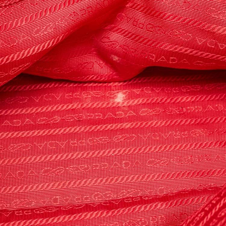 Pre Owned Prada Double Zip Large Red Saffiano Leather Tote