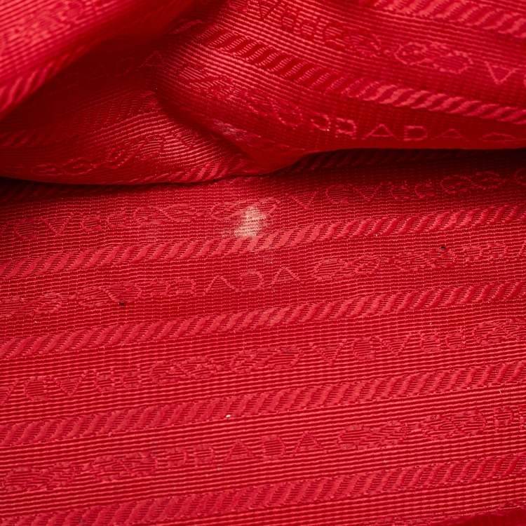 Pre Owned Prada Double Zip Large Red Saffiano Leather Tote