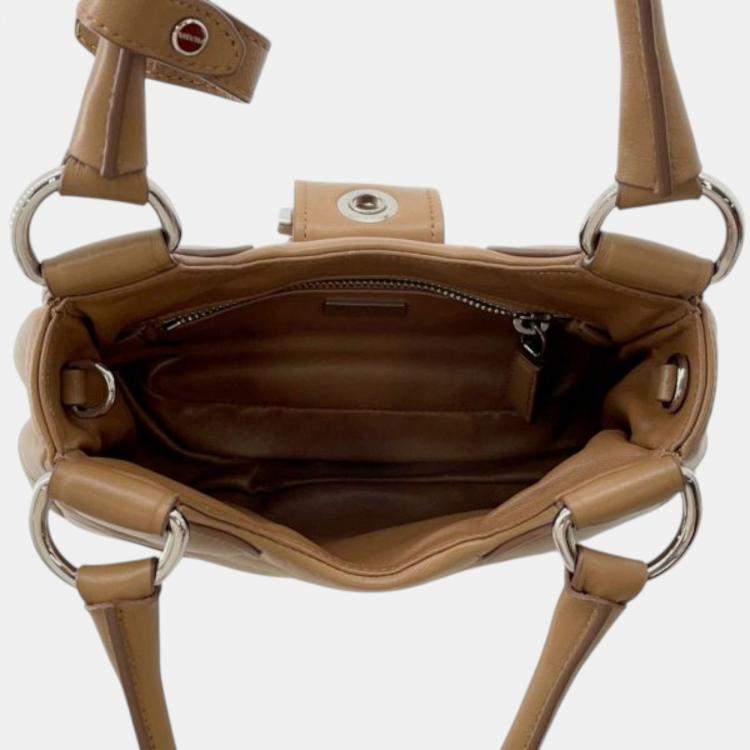 مملوكة مسبقًا Prada Brown Nappa Soft Padded Re Edition 2002 Moon Satchel