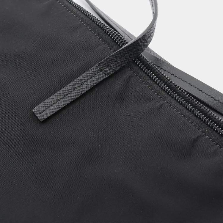 مملوكة مسبقًا Prada Tessuto Black Nylon Saffiano Leather Tote Bag