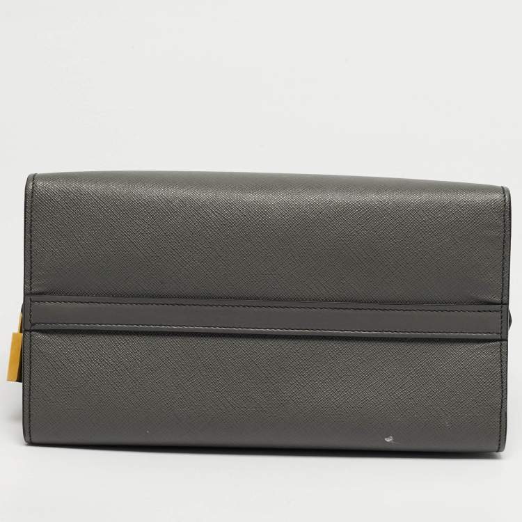 Pre Owned Prada Esplanade Black/Grey Saffiano Lux Leather Tote