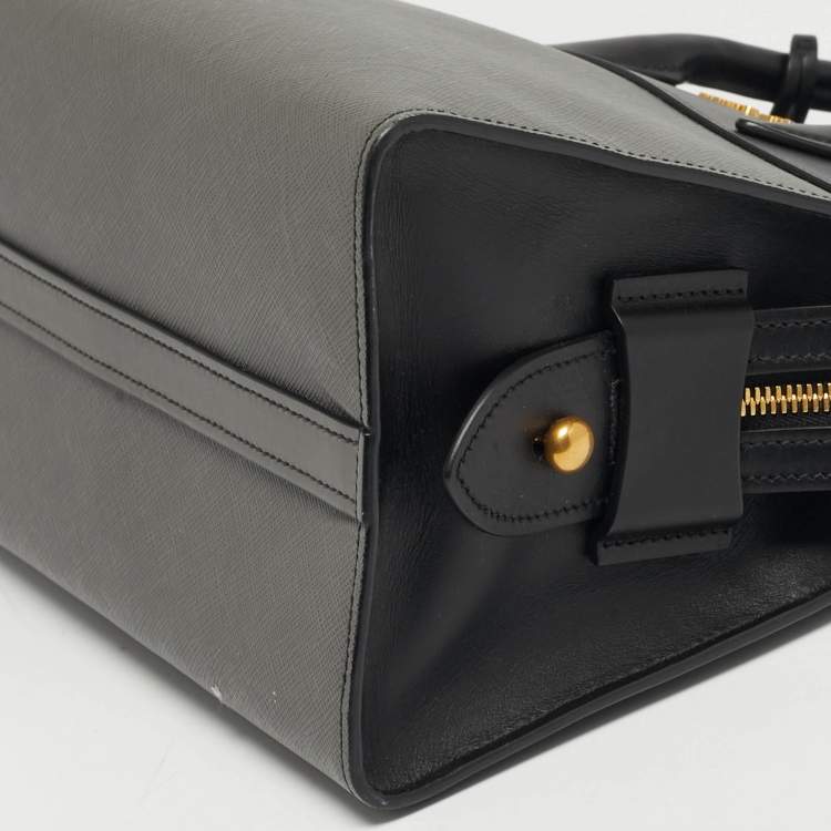 Pre Owned Prada Esplanade Black/Grey Saffiano Lux Leather Tote