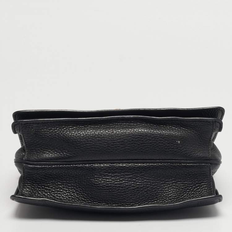 Pre Owned Prada Black Vitello Leather Flap Crossbody Bag