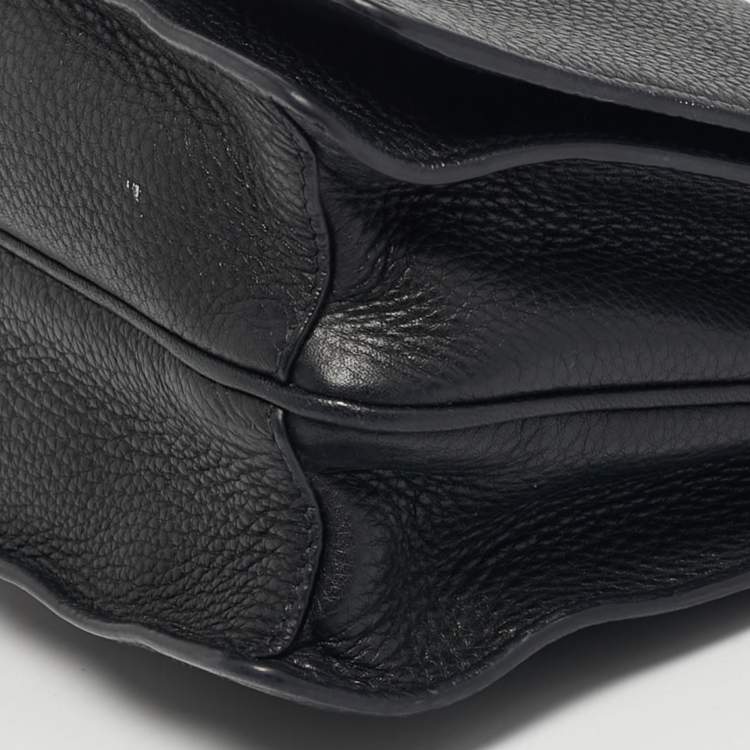 Pre Owned Prada Black Vitello Leather Flap Crossbody Bag