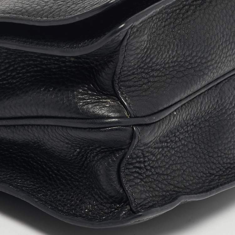 Pre Owned Prada Black Vitello Leather Flap Crossbody Bag