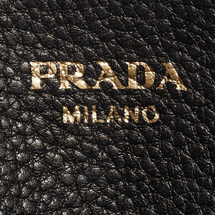 Pre Owned Prada Black Vitello Leather Flap Crossbody Bag
