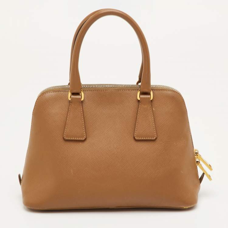 Pre Owned Prada Promenade Small Brown Saffiano Lux Leather Satchel