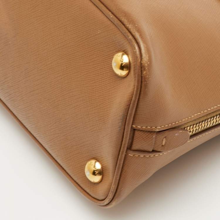 Pre Owned Prada Promenade Small Brown Saffiano Lux Leather Satchel