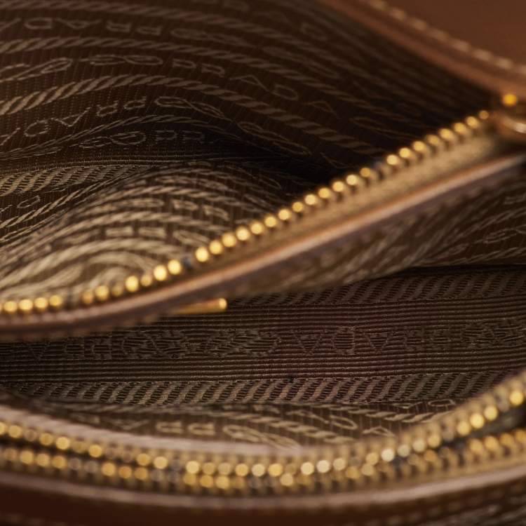 Pre Owned Prada Promenade Small Brown Saffiano Lux Leather Satchel