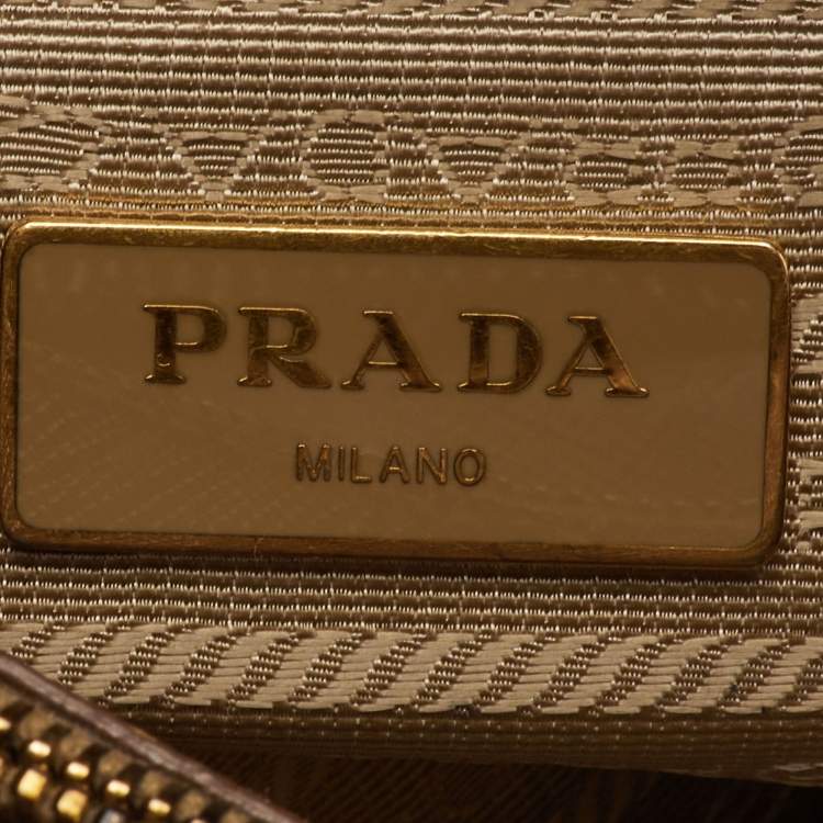 Pre Owned Prada Promenade Small Brown Saffiano Lux Leather Satchel