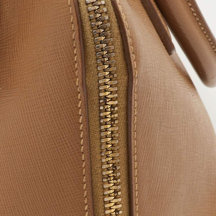 Pre Owned Prada Promenade Small Brown Saffiano Lux Leather Satchel
