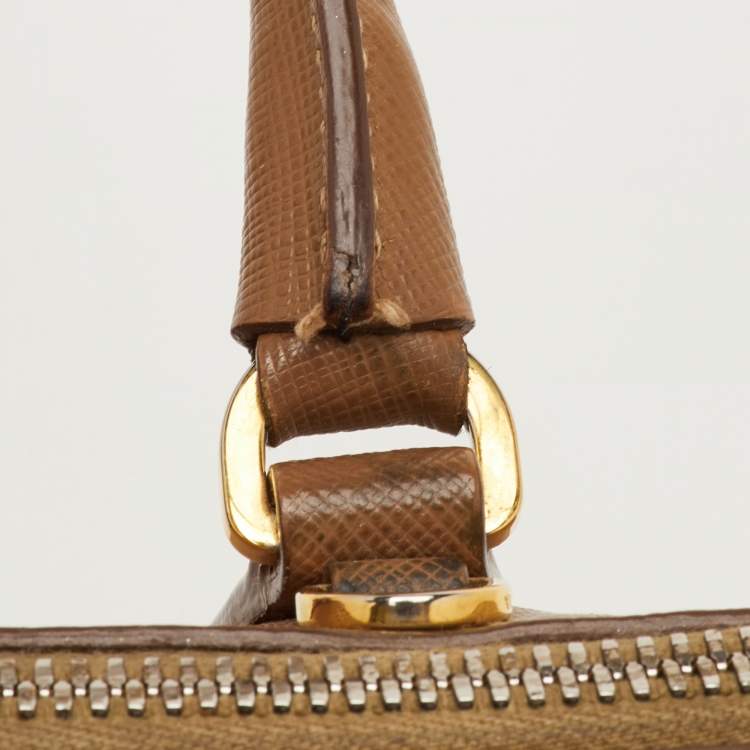 Pre Owned Prada Promenade Small Brown Saffiano Lux Leather Satchel