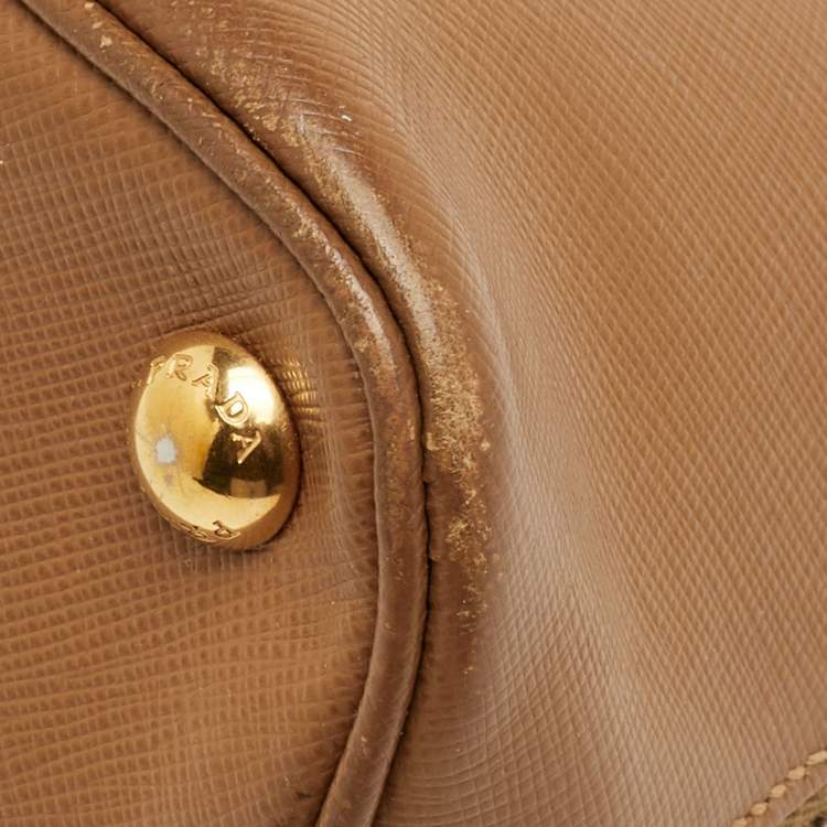 Pre Owned Prada Promenade Small Brown Saffiano Lux Leather Satchel