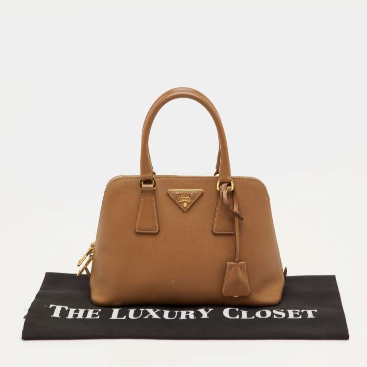 Pre Owned Prada Promenade Small Brown Saffiano Lux Leather Satchel