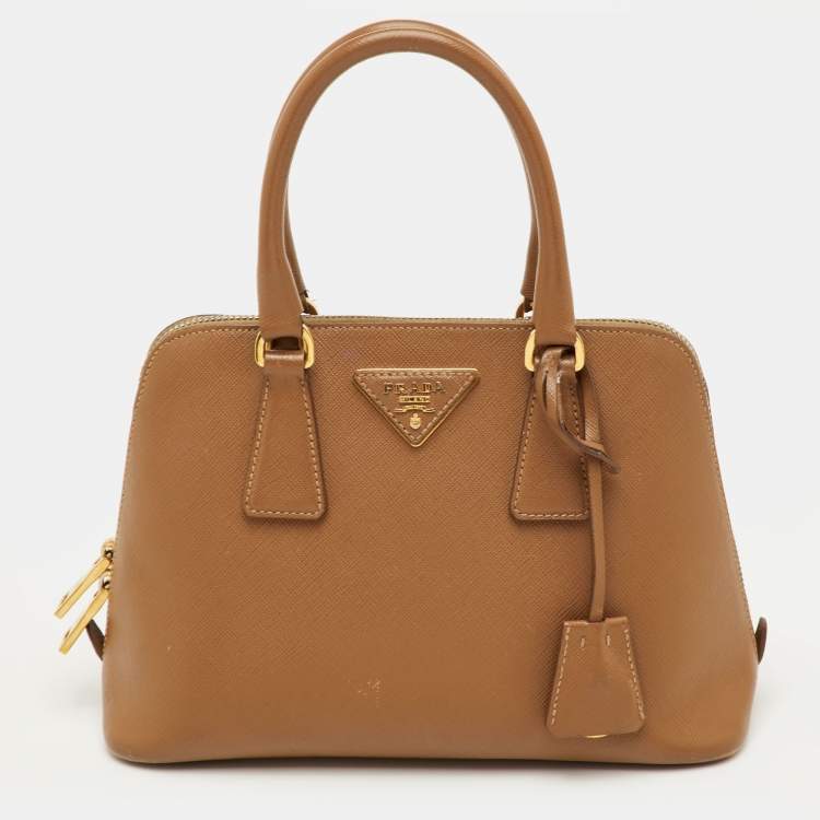 Pre Owned Prada Promenade Small Brown Saffiano Lux Leather Satchel