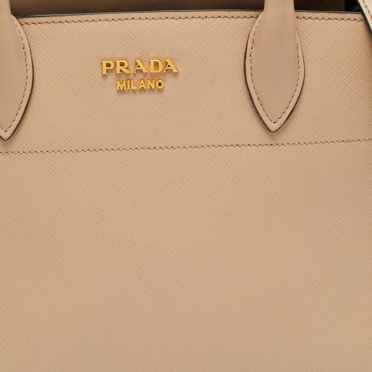 مملوكة مسبقًا Prada Bibliotheque Beige Saffiano Leather Tote