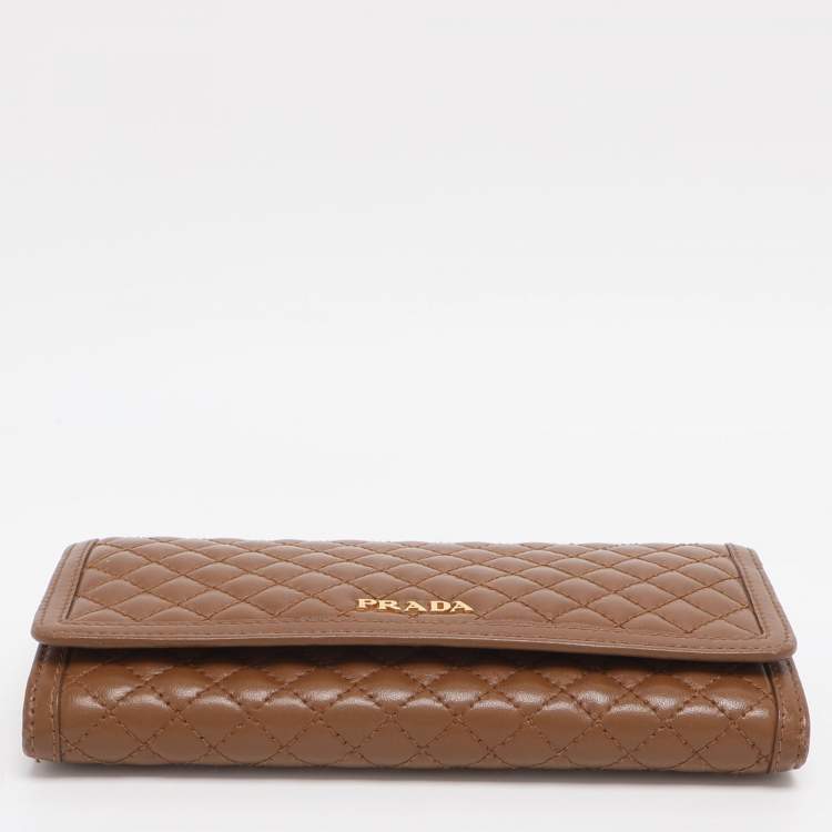 Pre Owned محفظة برادا جلد مبطن بني قارية