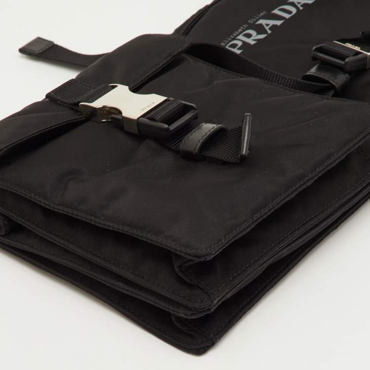 Pre Owned Prada Re-Nylon Black Nylon Elizabeth Diller Multifunctional Clutch