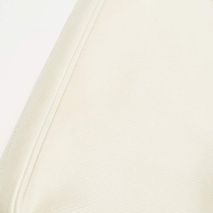 Pre Owned Prada Re-Edition 2005 Off White Saffiano Lux Leather Shoulder Bag