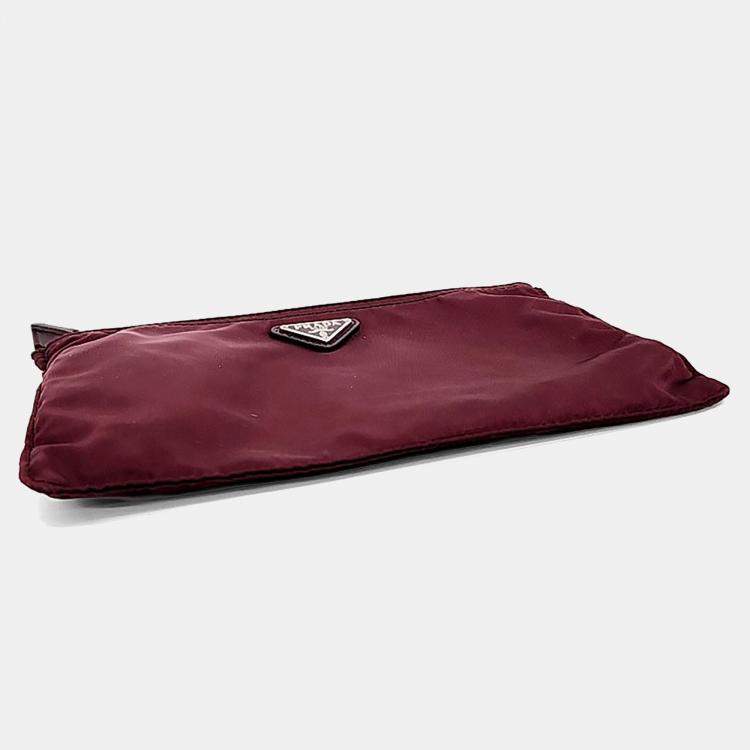 Pre Owned Prada Burgundy Canvas pouch