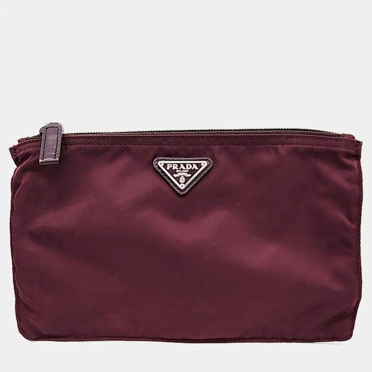 Pre Owned Prada Burgundy Canvas pouch