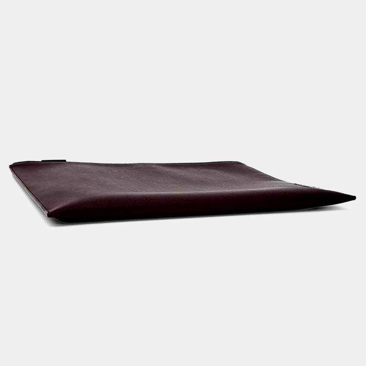 Pre Owned Prada Burgundy Leather Saffiano Clutch