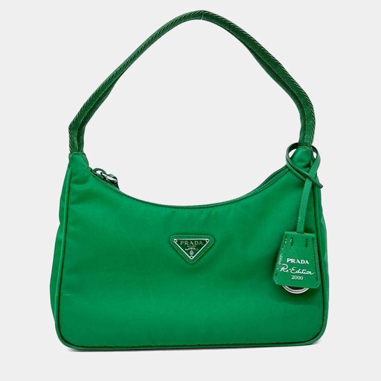 Pre Owned Prada Green Nylon Tessuto Hobo Bag