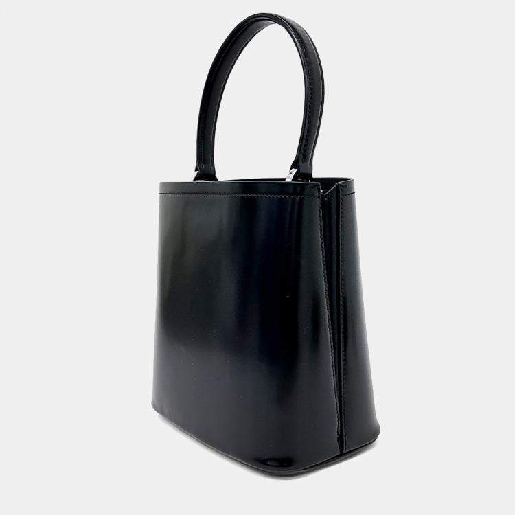 مملوكة مسبقًا Prada Black Leather Brushed Pannier Tote Bag