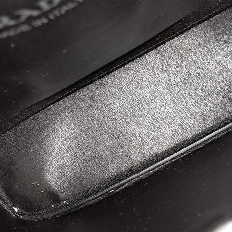 مملوكة مسبقًا Prada Black Leather Brushed Pannier Tote Bag