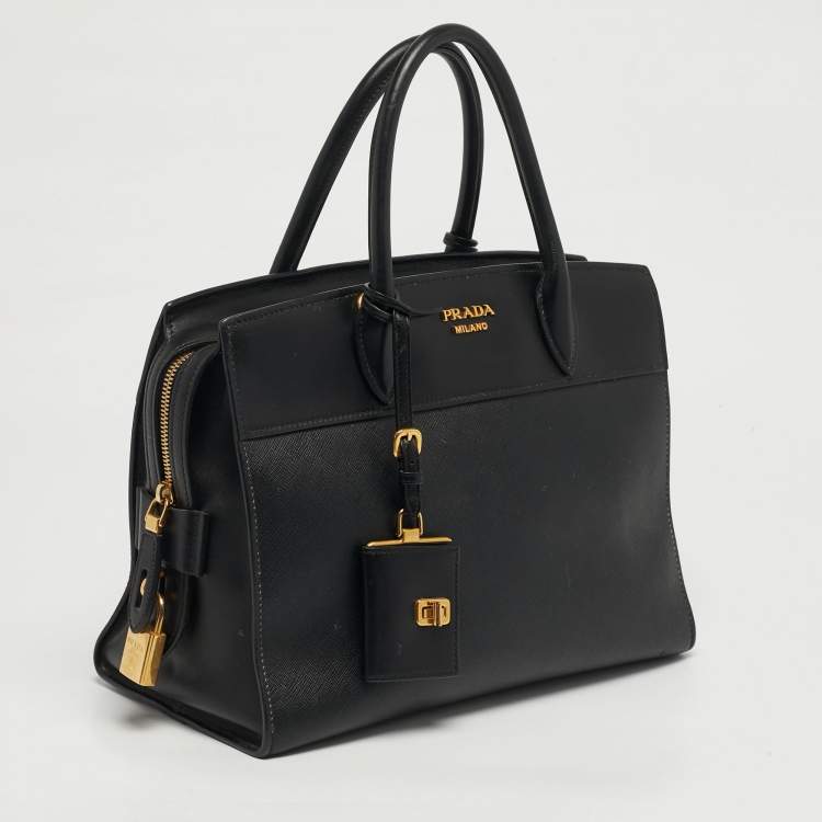 Pre Owned Prada Esplanade City Medium Black Saffiano Leather Tote