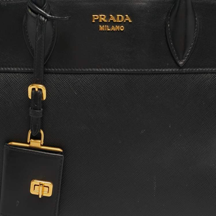 Pre Owned Prada Esplanade City Medium Black Saffiano Leather Tote