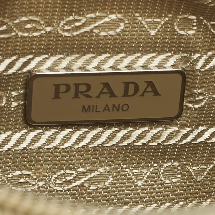 Pre Owned Prada Re-Edition 2000 Cream Nylon Shoulder Bag